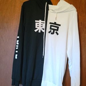 Mens Shein large black and white Tokyo hoodie.